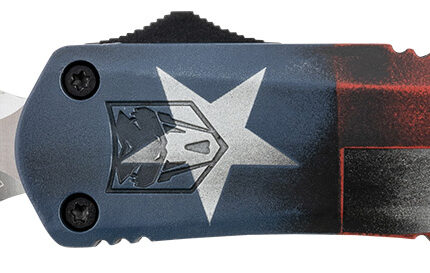 CobraTec Knives MCTXFS3DAGNS FS-3 Texas Flag Medium 3" OTF Dagger Plain Satin D2 Steel Blade, 5" Texas Flag Aluminum Cerakoted Handle