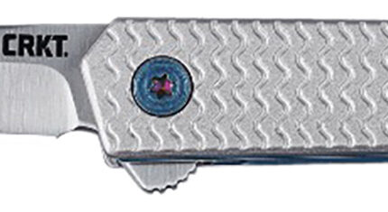 CRKT 7081 CEO Microflipper Micro 2.36" Flipper Drop Point Plain Satin 12C27 Sandvik Blade, Silver Textured w/Blue Liner & Accents Aluminum Handle, Includes Pocket Clip