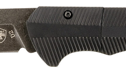 Templar Knife AAABK321 Auto Assist  3.50" Folding Drop Point Plain Black Oxide Stonewashed D2 Steel Blade, 4.25" Aluminum Handle