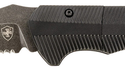 Templar Knife AAABK521 Auto Assist  3.50" Folding Tanto Part Serrated Black Oxide Stonewashed Powder Coated D2 Steel Blade/ 4.25" Aged Aluminum Handle