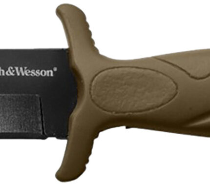 Smith & Wesson Knives 1100073 H.R.T. Flase Edge 2.75" Fixed Plain Black Oxide Stainless Steel Blade Flat Dark Earth Rubber Handle Includes Sheath