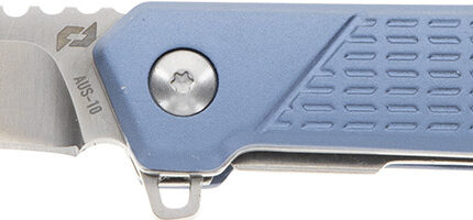 Schrade 1159320 Inert  EDC 3.25" Folding Wharncliffe Part Serrated Satin AUS-10A SS Blade, 4.25" Blue Aluminum Handle
