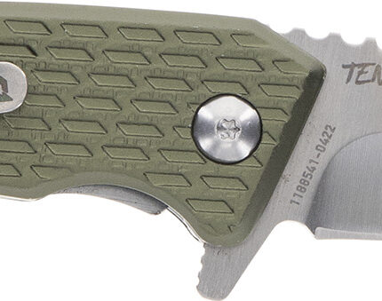 Schrade 1159317 Tenacity  Folding Modified Drop Point Part Serrated Satin AUS-10A SS Blade, Green Aluminum Handle