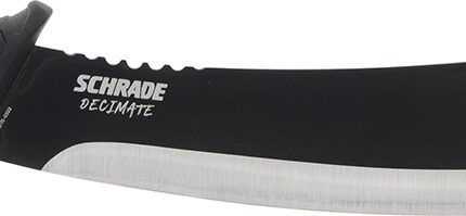 Schrade 1182527 Decimate Parang 11.75" Fixed Parang Plain Black Black Oxide 3Cr13 Steel Blade 6.75" Black Rubber Overmold Handle Includes Sheath