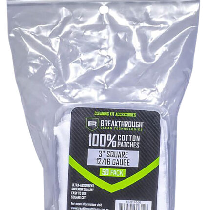 Breakthrough Clean BTCPS350 Square Cleaning Patches  100% Cotton 50 Pack For 12-16 Guage