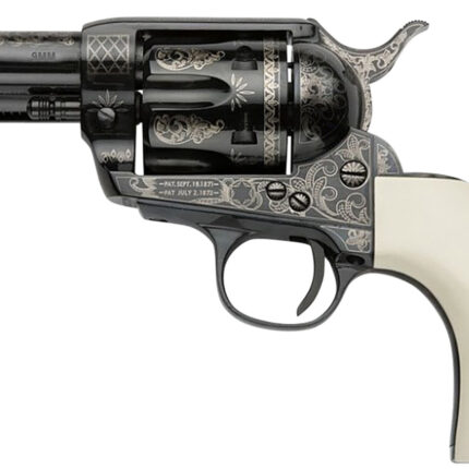 Pietta GW9LLE312NMUI Great Western II Liberty 9mm Luger 6rd 3.50" Blued Engraved Octagon Steel Barrel & Cylinder, Blued Engraved Steel Frame, Ultra Ivory w/Engraved Liberty Eagle Grip, Exposed Hammer