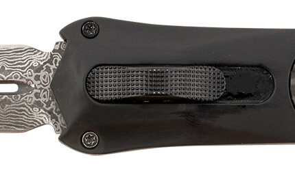 Steel River Knives A163BDD Spartan  3.50" OTF Dagger Plain Damascus 440C SS Blade/Black w/Carbon Fiber Inlay Aluminum Zinc Alloy Handle