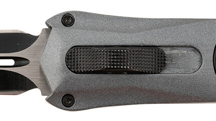 Steel River Knives A163BD Spartan  3.50" OTF Dagger Plain Black/Silver 440C SS Blade/ Gray w/Carbon Fiber Inlay Aluminum Zinc Alloy Handle