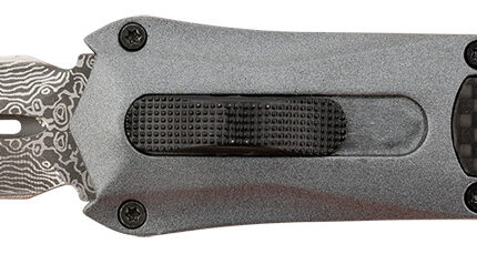 Steel River Knives A163BDD Spartan  3.50" OTF Dagger Plain Damascus 440C SS Blade/Gray w/Carbon Fiber Inlay Aluminum Zinc Alloy Handle