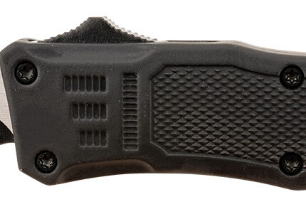 Steel River Knives MT616BDP Spartan  Mini 2.75" OTF Drop Point Plain Black/Silver 440C SS Blade/ 4.25" Black Aluminum Zinc Alloy Handle