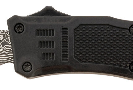 Steel River Knives MT616BDP Spartan  Mini 2.75" OTF Tanto Plain Laser Etched Damascus 440C SS Blade/4.25" Black Aluminum Zinc Alloy Handle