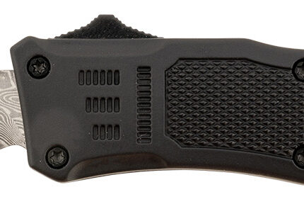 Steel River Knives MT616BRDAMT Spartan  Mini 2.75" OTF Tanto Plain Real Damascus/4.25" Black Aluminum Zinc Alloy Handle