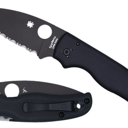 Spyderco C229GSBK Shaman 3.58" Folding Serrated Black DLC CPM S30V SS Blade/Black Textured G10 Handle Includes Pocket Clip