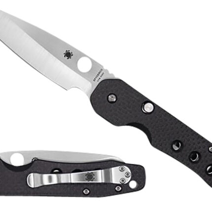 Spyderco C240CFP Smock 3.39" Folding Plain Stonewashed CPM S30V SS Blade/Black Textured Carbon Fiber/G10 Handle