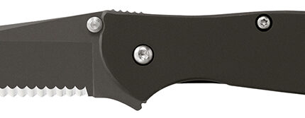 Kershaw 1660CKTST Leek  3" Folding Modified Drop Point Part Serrated Black DLC 14C28N Steel Blade Black DLC 410 Stainless Steel Handle Includes Pocket Clip
