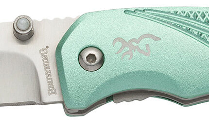 Browning 3220360 Allure  EDC 2.88" Folding Drop Point Plain 7Cr17MoV SS Blade, Mint Green Textured Anodized Aluminum Handle,  Includes Pocket Clip