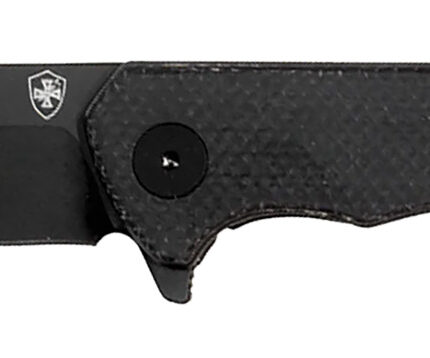 Templar Knife PFMBK321 Paladin  3.27" Folding Drop Point Plain Black Powder Coated D2 Steel Blade, 4.40" Black Micarta Handle