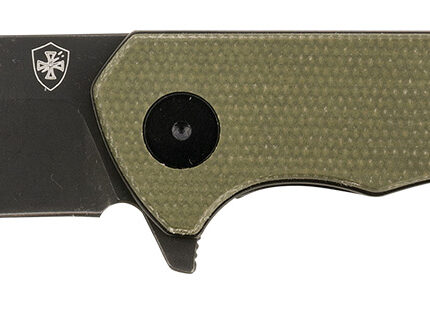 Templar Knife PFMGN321 Paladin  3.27" Folding Drop Point Plain Black Powder Coated D2 Steel Blade, 4.40" Green Micarta Handle