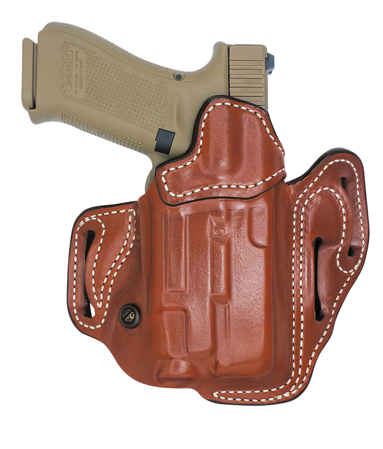 DeSantis Gunhide 201TA6VZ0 Vengeance Scabbard OWB Tan Leather Fits Glock 19/19x/19 Gen 5/23/32/45, Belt Slide Mount, Right Hand