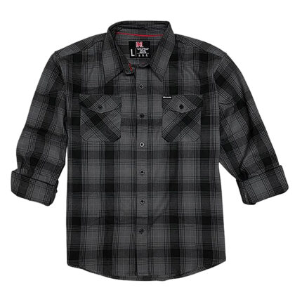 Hornady Gear 32223 Flannel Shirt Large Gray/Black, Cotton/Polyester, Relaxed Fit Button Up