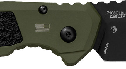 Kershaw 71050LBLK Launch 16 Automatic 3.45" Folding Tanto Plain Black Cerakote CPM M4 Blade, Olive Cerakote w/Black Oxide Hardware Aluminum Handle, Includes Pocket Clip