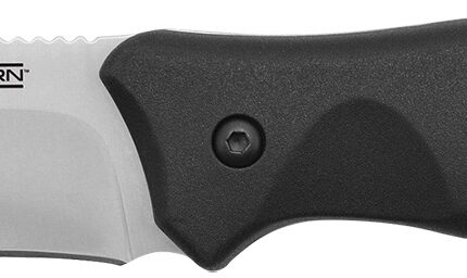 Camillus 19232 Western Black River 3.75" Fixed Drop Point Plain Satin 420 Steel Titanium Bonded Blade, Black Rubber Handle, Includes Sheath