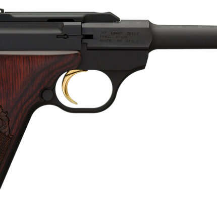 Browning 051519490 Buck Mark Challenge 22 LR 10+1 5.50" Polished Flats Steel Barrel, Matte Black Serrated Slide & Aluminum Frame, Engraved Rosewood Grip