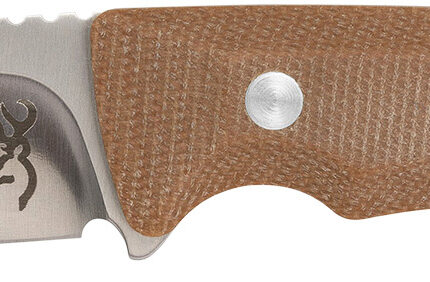 Browning 3220498B Guide Series  Small 3" Fixed Drop Point Plain Brown Satin Sandvik 14C28N SS Blade, Brown Micarta Handle