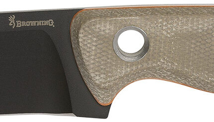 Browning 3220508B Desolation  Small 3.75" Fixed Modified Drop Point Plain Black Powder Coated 440C SS Blade, Tan Micarta Laminate Handle