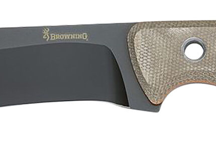 Browning 3220517B Desolation  Large 6" Fixed Drop Point Plain Black Powder Coated 440C SS Blade, Tan Micarta Laminate Handle