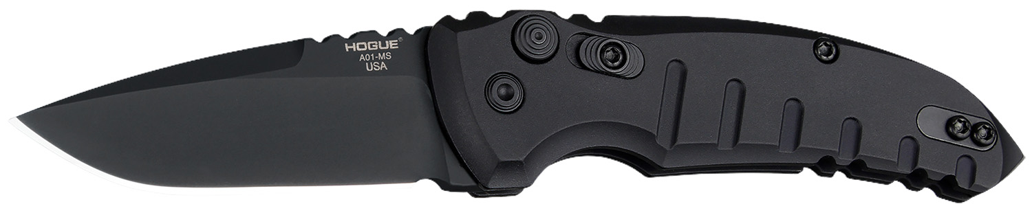Hogue 24116 A01 2.75" Folding Drop Point Plain Black Cerakote 154CM SS Blade/Matte Black Aluminum Handle