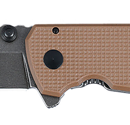 CRKT 2495B SQUID XM 2.95" Folding Drop Point Plain Stonewashed D2 Steel Blade, Brown Textured G10/SS Handle