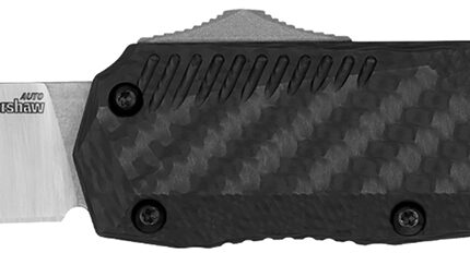 Kershaw 9000CF Livewire 3.35" OTF Dagger, Plain Black PVD CPM MagnaCut Steel Blade, Black Anodized Aluminum Handle