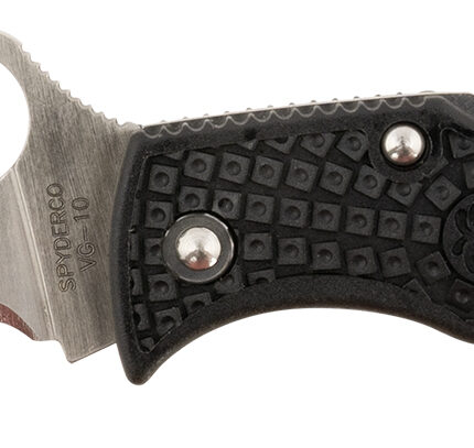 Spyderco MBKWSB Manbug  1.91" Folding Wharncliffe Serrated Non-Reflective Black TiCN VG-10 SS Blade, Black Textured FRN Handle