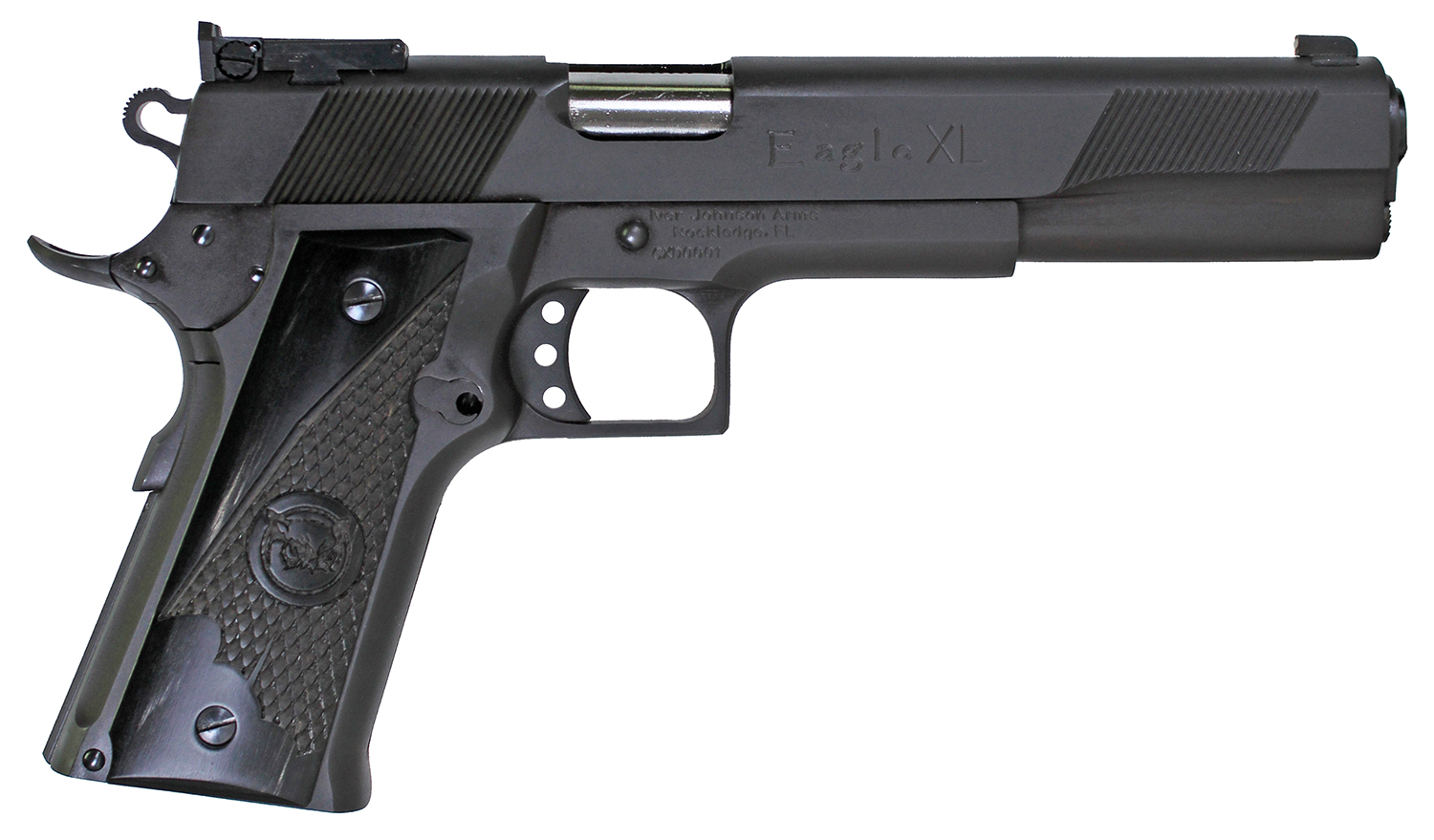 Iver Johnson Arms EAGLEXLDS Eagle XL 45 ACP 14+1 6" Stainless Steel Barrel, Matte Black Steel Serrated Slide, Matte Black Steel Frame w/Beavertail, Black G10 Grip