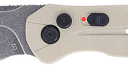 CobraTec Knives TANDIABLOAUTO Diablo 3.50" Folding Black Stonewashed D2 Steel Blade, 4.75" Tan Textured G10 Scales Handle