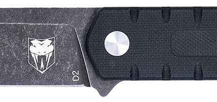 CobraTec Knives CTOWBLKDNS Outdoor Warrior 4.50" Fixed Drop Point Plain Stonewashed D2 Steel Blade, 4.75" Black Textured G10 Scales Handle