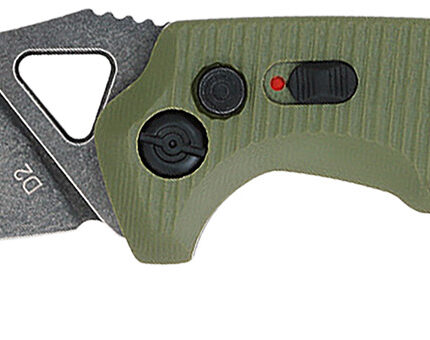 CobraTec Knives ODGAFRYK Ryker  3.75" Folding Plain Black Stonewashed D2 Steel Blade, 5" OD Green Textured G10 Handle