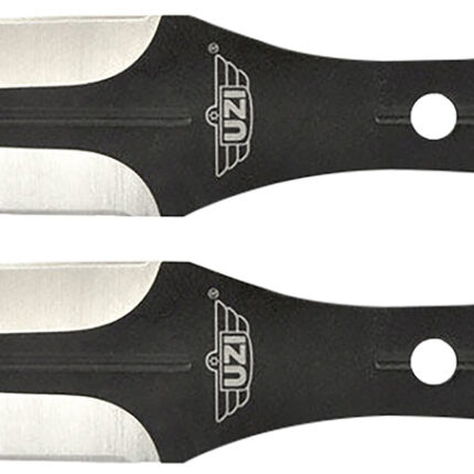 Uzi Accessories UZKTRWTZP Throwing Knives  Two Fixed Plain Black/Silver Stainless Steel Blade, Black Stainless Steel Handle, Includes Nylon Holster