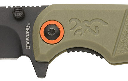 Browning 3220513 Buckmark Slim EDC 3.13" Folding Drop Point Plain Black Oxide D2 Steel Blade, Sage Textured Polymer Handle