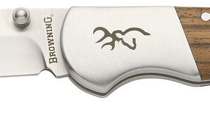 Browning 3220533 Sage Creek  Large 3.50" Folding Drop Point Plain Satin 9Cr18MoV SS Blade, Brown Zebra Wood Handle