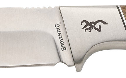 Browning 3220537 Sage Creek  Large 4.50" Fixed Clip Point Plain Satin 9Cr14MoV SS Blade, Brown Zebra Wood Handle
