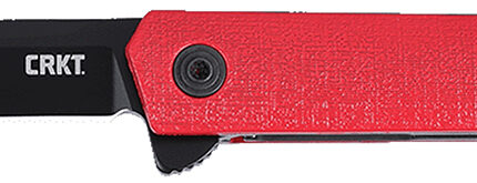 CRKT 7097RK CEO Flipper EDC 3.35" Folding Plain Black EDP AUS-8A SS Blade, Red GRN Handle