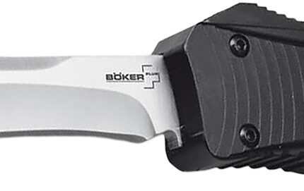 Boker 06EX243   3.35" Plain D2 Steel Blade Black Aluminum Handle
