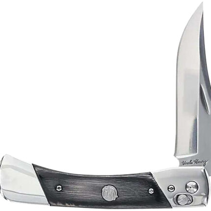 Uncle Henry 1222013 Bear Paw  3.80" Folding Plain 7Cr17MoV SS Blade, Black/SS Wood Laminate Handle