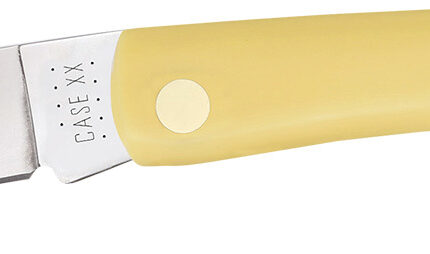 Case 00038 Sod Buster  Folding Skinner Plain Tumble Polish Carbon Steel Blade/Smooth Yellow Synthetic Handle