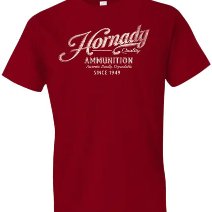 Hornady Gear 31872 Vintage Script Red Cotton Semi-Fitted Medium