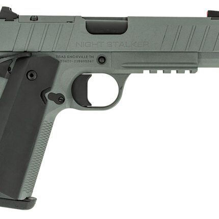 Tisas 10100133 1911 Night Stalker Carry Frame 9mm Luger 10+1 4.25" Black Cerakote Bull Barrel, Gray Cerakote Serrated Steel Slide, Gray Cerakote Steel Frame w/Beavertail & Picatinny Rail