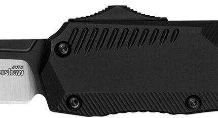 Kershaw 9000R Livewire  Automatic 3.30" OTF Reverse Tanto Plain Black PVD Flats/Satin Grinds CPM MagnaCut Steel Blade, Black Anodized Aluminum Handle