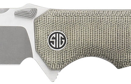 Sig Sauer Knives VA9GT Validus  3.78" Folding Modified Tanto Plain Dark Acid Stonewash/Satin M390 Steel Blade, 4.76" Green Canvas Micarta Handle